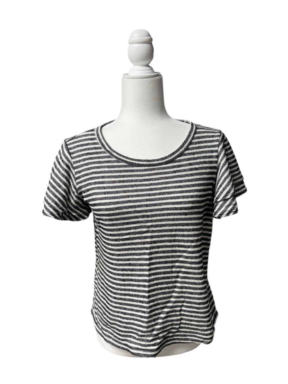 Everly Womens Black White Striped Short Sleeve Top medium cropped flowy stripes